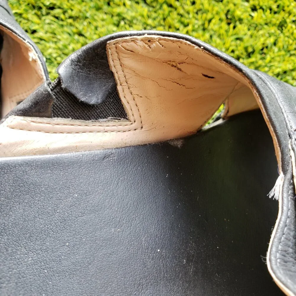 EUC DR. SCHOLL'S original collection leather platform big buckle (9.5) jet black